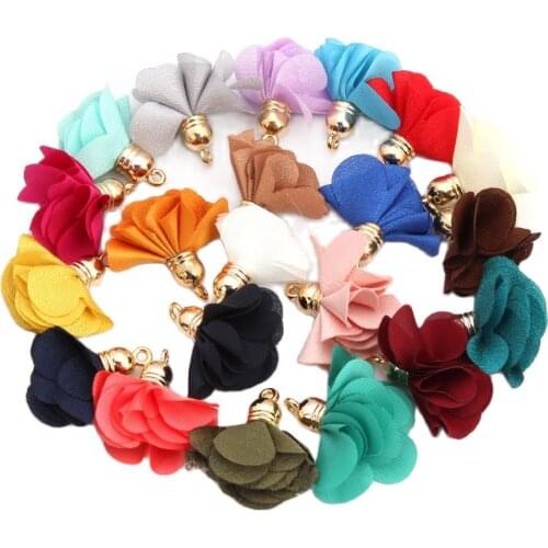 OlingArt 30mm 12Pcs Gold hat Mix Color Cotton Silk Satin Tassel Necklace Earring DIY Jewelry Making Keychain Charms