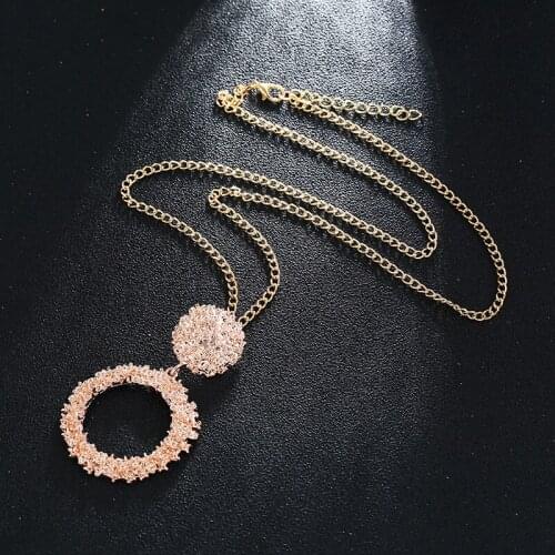Trendy Women Exaggerated Geometric Alloy Pendant Necklaces Retro Punk Colorful Chain Collar Necklaces Female Party Jewelry Gift