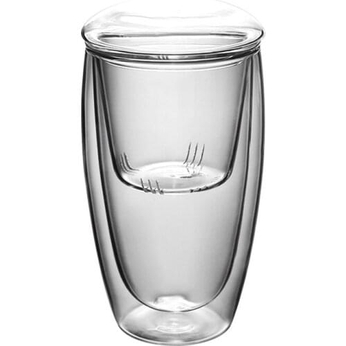 Transparent double-layer glass bubble flower cup tea separation and filtration office mens and womens water cup heat-resistant