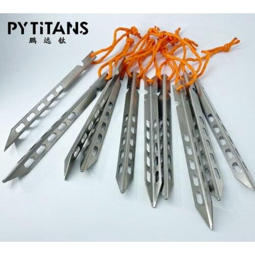 Factory directly sale Outdoor V-Shape Camping Titanium Tent Pegs Awning Beach Nails Stakes Tool Tents and Shelters best price