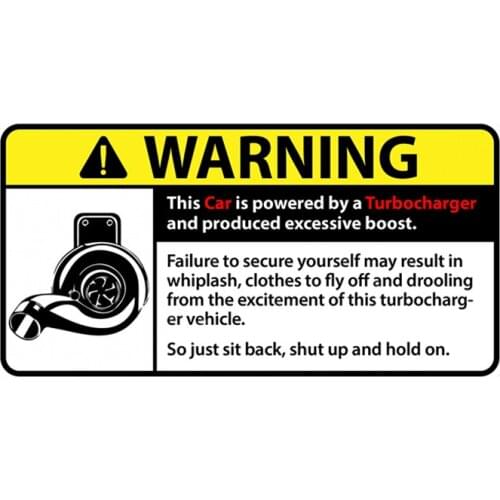 S40738# Self-adhesive Decal Turbocharger Warning Car Sticker Waterproof Auto Decors on Bumper Rear Window