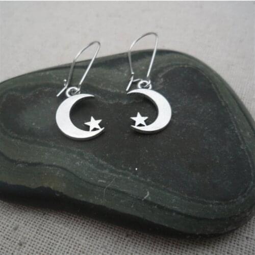 Moon and Star Earrings Silver colour Dainty Dangle Celestial Jewelry fashion delicacy women Gift Novel beautiful 2020 new