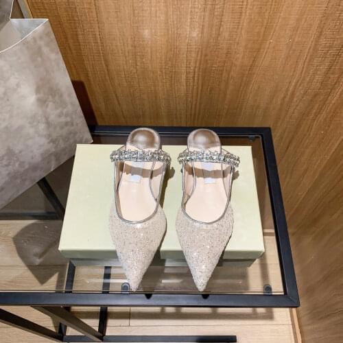 Casual Designer sexy lady womens sandals nude mesh lace crystal flats Slipper slip on flip flop loafer Slide Prom Evening Shoes