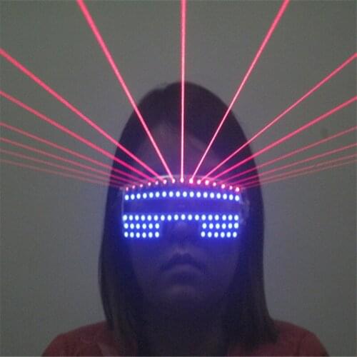 T823 Ballroom dance led glasses red laser light stage costume dj party wears show laser man robot suit projector luminous props