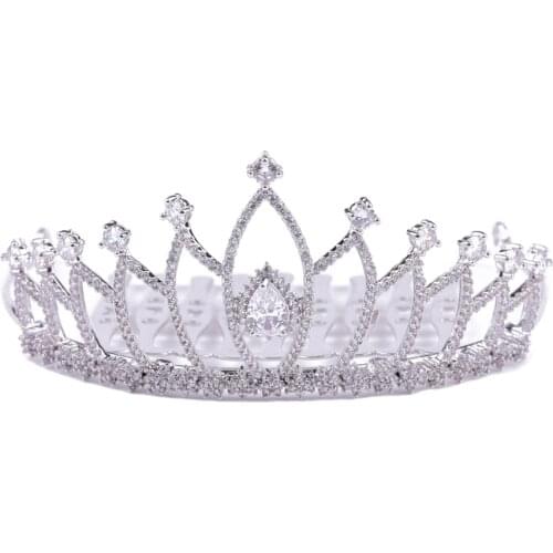 TIRIM Luxury Small Princess Crown Crystal Tiaras Party Favors for Women Girls Toddler Combs Clip Hair Accessories Cubic Zircon