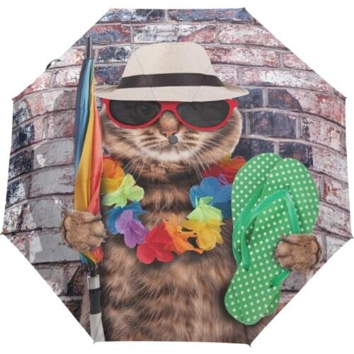 Vogue Cat Sun Umbrella Full Automatic Beach Women Rain Umbrella Folding Anti Uv Windproof Parasol Sunshade Parasol Umbrellas