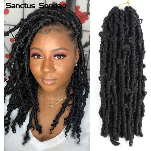 14Inch Synthetic butterfly locs crochet hair Dreadlocks Knotless Hook Dreads Ombre Color Braiding Hair Extensions For Women