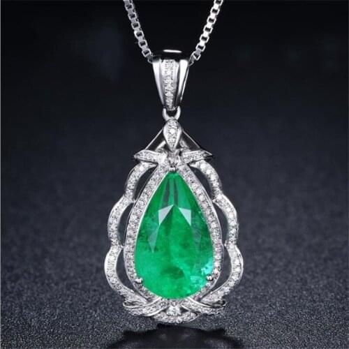 Top Quality Lady Silver 925 Girls Choker Necklace Female Jewelry Vintage Women Crystal Water Drop Pendant Necklace Girls Bijou