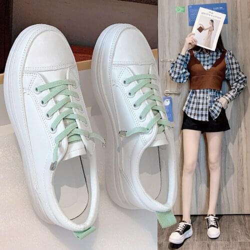 2021 NEW Womens PU White Casual Woman Vulcanize Shoes Sneakers Designer Sport Walking Running Summer Platform Flats Shoes