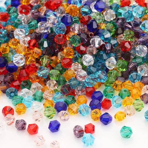 ZHUBI Mixed Colors Czech Bicone Spacer Beads 2/3/4/6mm AAA Crystal Glass Faceted Beads DIY For Crystals Jewelry Wedding Making