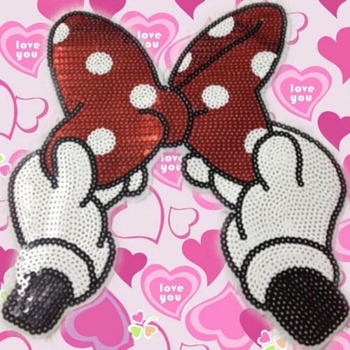 1PCS Hot Selling DIY Motif Applique Embroidered iron on patches for clothes brand bowknot sequins deal with it clothing