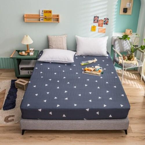 100% Cotton Geometric Fitted Sheet Elastic Thick Printing Mattress Pad Covers Adjustable All-inclusive Bedspreads For Double Bed
