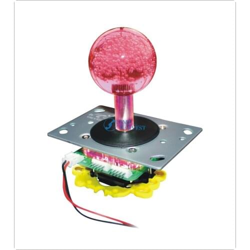 2 pcs Newest LED Joystick with 45mm Crystal Babble ball top 4 colors Arcade Illuminated LED Joystick with 8 way 4 way restrictor