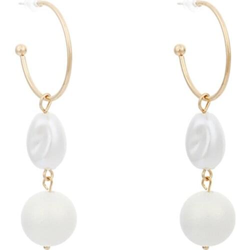 2021 Fashion Costume Jewelry New Trend Gold Plated Long Double Pearl Earrings Boucle oreille Femme Drop Earrings For Women