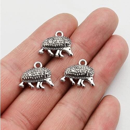 30pcs/lot--18x15mm,Cute Hedgehog Charm Animals Charms ,Antique Silver Plated Pendant,DIY Jewellery Making Finding Supplies