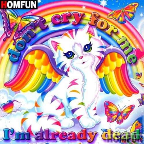 Homfun Full Square/Round Drill 5D DIY Diamond Painting "Cartoon color cat" 3D Embroidery Cross Stitch Home Decor Gift A12675