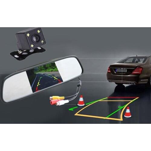 Car HD Video Auto Parking Monitor, 4 LED Night Vision CCD Car Rear View Camera+TFT LCD Car Rearview Mirror Monitor