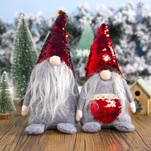 Shiny Little Sequin Christmas Faceless Hat Old Man Doll Christmas Decoration Little Sequin Pocket Doll Ornament abc214