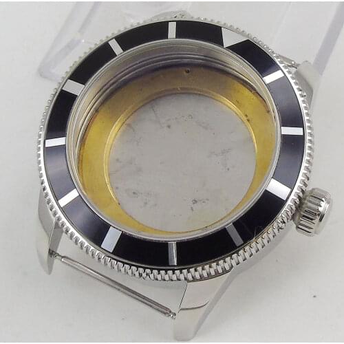 Stainless Steel 46MM Watch Case Aluminum alloy Bezel Fit ETA 2836 Automatic Movement Mens Watch Case
