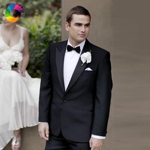 Black Men Suits For Wedding Bridegroom Groomsmen Groom Prom Formal Slim Fit Tailored Made Tuxedo Best Man Blazer Costume 2Pieces