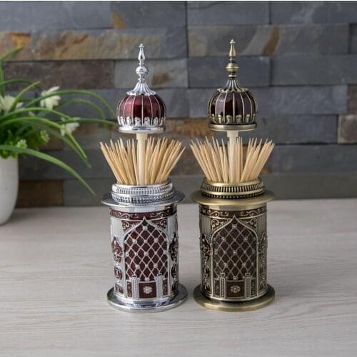 High Quality Metal European Russian Style Castle Shaped Red Enameled Toothpick Holder Vintage Storage Box Home Decoration Gift