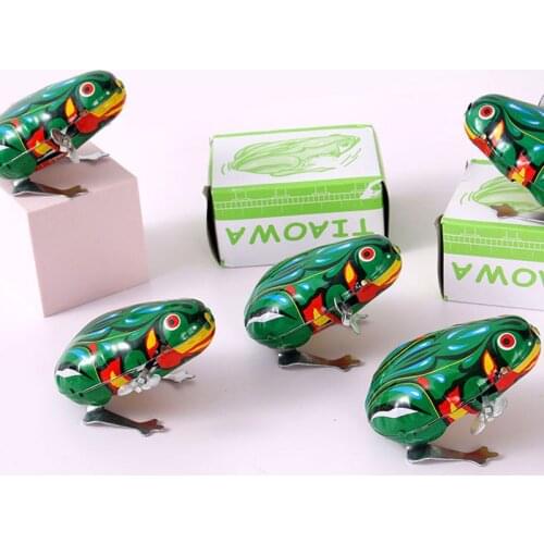 Kids Classic Tin Wind Up Clockwork Toys For Children Boys Jumping Frog Rabbit Cock Mouse Vintage Toy