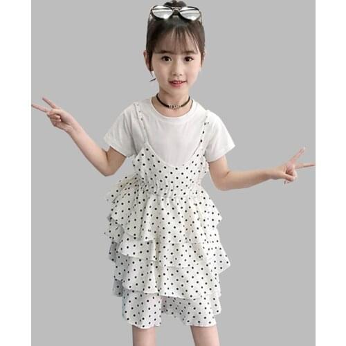 Kids Clothes Girls Tshirt Cake Dress Childrens Clothes For Girls Dot Pattern Tracksuit Girl Teeange Clothes For Children