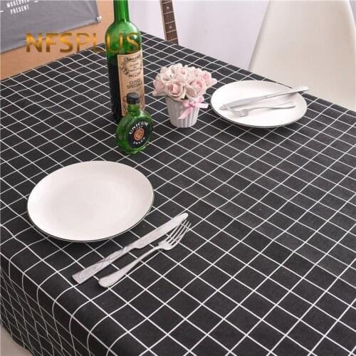 Plaid Table Cloth Linen Tablecloth Cotton White Black Grey Home Decorative Table Covers For Wedding Christmas Party Picnic