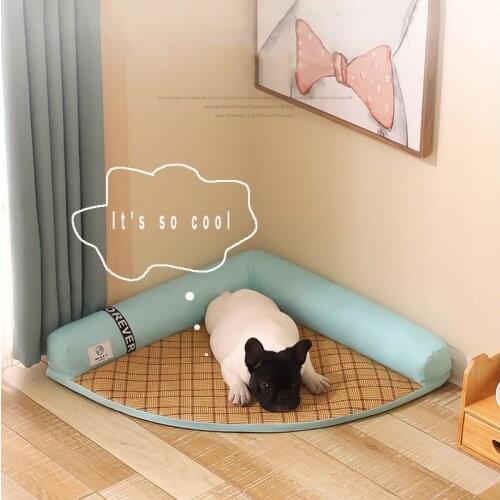 L Shaped Dog Bed For Large Dogs Pet Sofa Cushion Detachable Summer Cool Waterproof Sleeping Cushion For Cat Bed Puppy Supplies