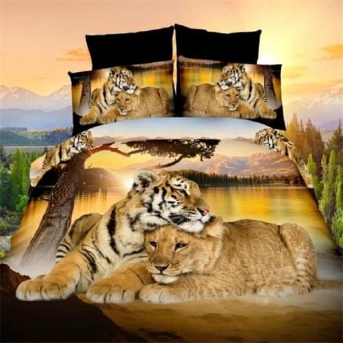 Lion And Tiger Bedding Set Duvet Cover Set 3d Bedding Set Fashion Design duvet cover flat sheet pillowcase