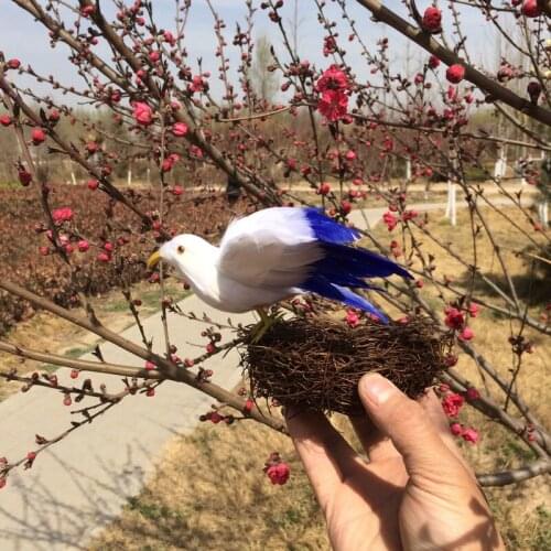 Small simulation white&blue bird model polyethylene & furs wings bird doll gift about 13cm 0992
