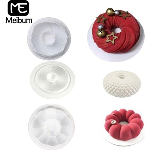 Meibum Silicone Cake Molds Turbine Pastry Kitchen Bakeware Set Non-Stick Dessert Mousse Baking Moulds Reusable Decorating Tools