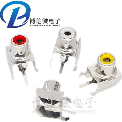 50Pcs/Lot Rca Metal Seat Av-103B Red White Yellow Av-8.4-3 Single Hole Lotus Interface Rca Lotus Socket