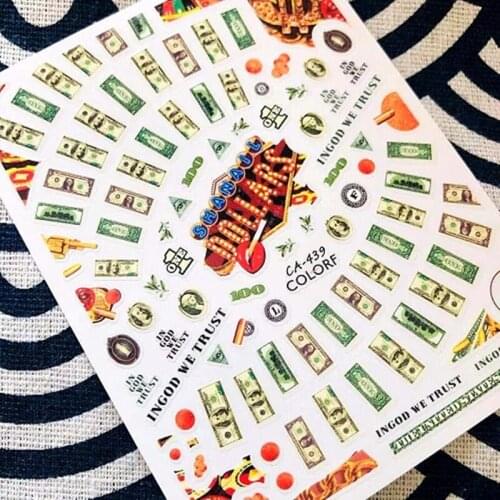 MG moneyDESIGNS CA-439 MG-437 coin 3d nail art stickers decal template diy nail tool decorations