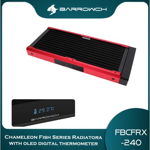 Barrowch Modular Copper 240mm Radiator With OLED Display Acrylic/POM Inlet Module Suitable For 120mm Fan Chameleon FBCFRX-240
