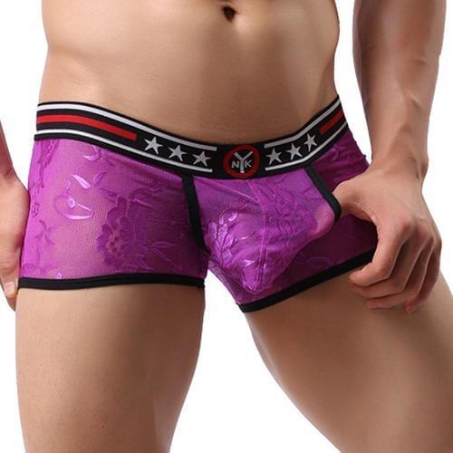 Cool Lace Boxer Mens Underwear Gunshot Separation Sexy Breathable Low Waist Underpants