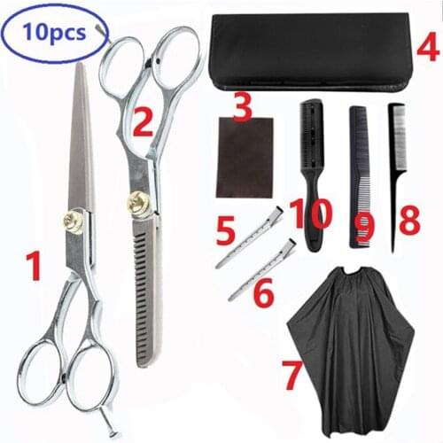 10Pcs/set Professional Hairdressing Scissors Kit Hair Cutting Scissor Set Barber Scissors Hairdresser Tool Salon Accessories