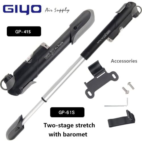 Bike Pump GIYO GP-41S/61S AP-43CF Made in Taiwan Pressure Gauge Mountain Mini Bicycle Air Pump Cycling Accessories (A/V) (F/V)