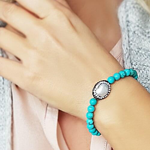 Natural Pearl and Turquoise Stone Bracelet