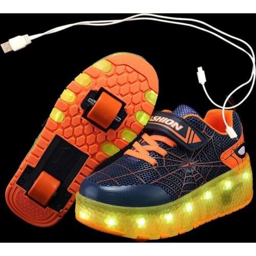 2021 New 28-40 USB Charging Children Sneakers With 2 Wheels Girls Boys Led Shoes Kids Sneakers With Wheels Roller Skate Shoes
