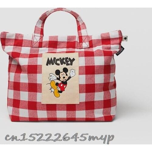 Disney New Fashion Cartoon Mickey Mouse Girls Woman Big Canvas Shoulder Bags Kids Shopping Bag For Children