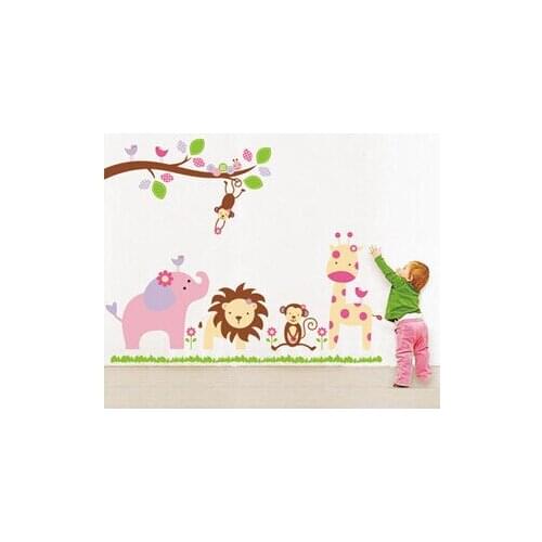 Monkey elephant lion Jungle Safari Forest Animal wall sticker for kids room 869 decorative removable pvc wall decal