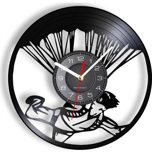 Parachuting Air Tools Vinyl Record Wall Clock Parachute Glider Hang Gliding Silent Watch Flying Sport Decor Skydiver Gift