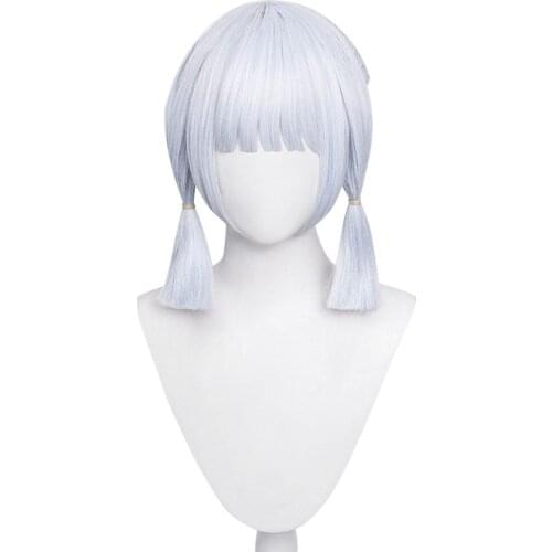 Genshin Impact Kamisato Ayaka Cosplay Wig Heat Resistant Synthetic Hair Carnival Halloween Party Props