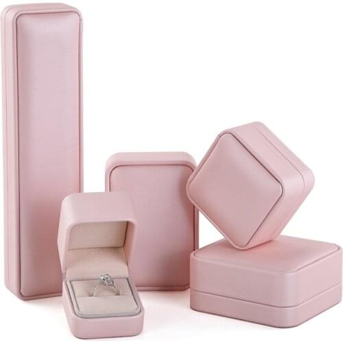 New Fashion Design PU Leather Ring Earring Jewelry Box Pendant Necklace Jewellery Organizer Gift Packaging Cases
