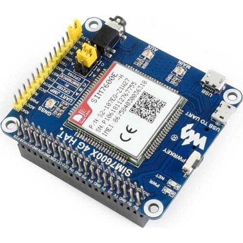 SIM7600E-H 4G HAT,Raspberry Pi 4G expansion board,With GNSS positioning,4G / 3G / 2G / GSM / GPRS / GNSS HAT for Raspberry Pi