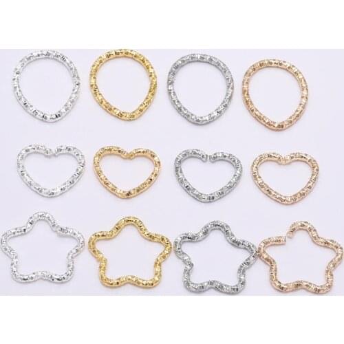 50pcs/lot 16.5mm Gold Star Jump Rings Twisted Split Rings Craft Charm Spacer Connectors For DIY Jewelry Making Finding Supplies