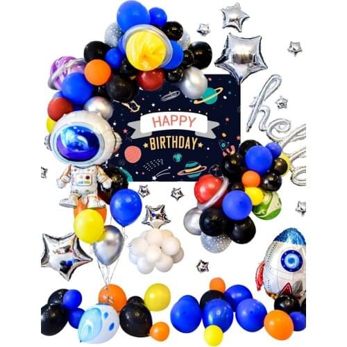 Solar System Space Cloud Happy Birthday Balloon Party Decoration Kit Outer Space Theme Trip to the Moon party decoration