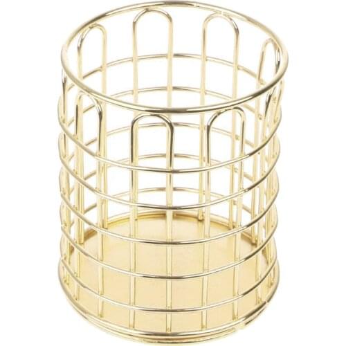 Stylish Wire Mesh Rose Gold, Gold Brush Makeup Organizer Pen Pencil Holder, High-end