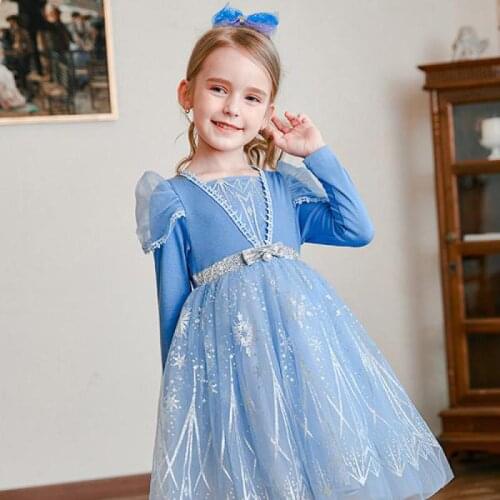 Little Princess Party Dress For Baby Girls Long Sleeve Butterfly Mesh Gowns 2-12y Kids Girl Casual Loose Dresses Lovely Gown